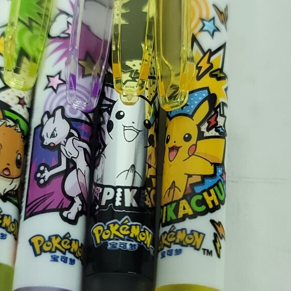 Pokemon Gel Pens Pikachu Eevee Mew Two Jiggly Puff Lot Of 5 Gel Pens NEW - Picture 2 of 6